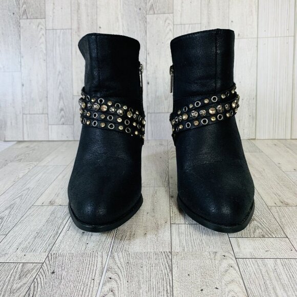 Cloudwalkers Westside Ankle Boots 7W Biker Western Strappy Stud Rhinestone Zip - Picture 7 of 16